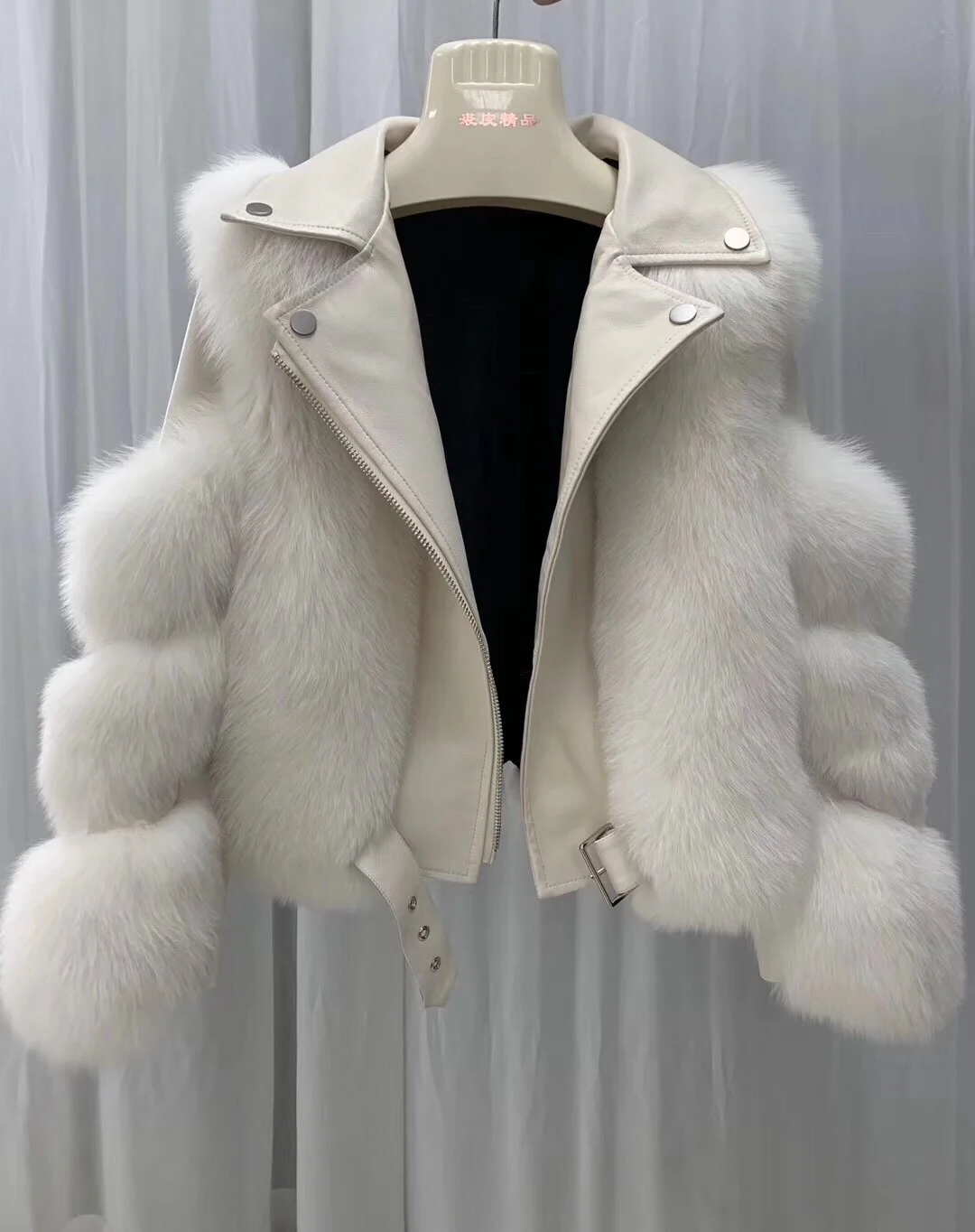 white OFTBUY, зимняя женская куртка, пальто из натурального меха, Воротник из натурального Лисьего меха, верхняя одежда, толстая, теплая, натуральная кожа, повседневная одежда - Цвет: white