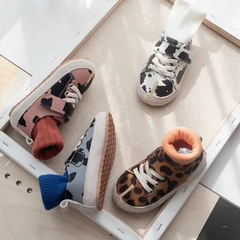 

2020 Autumn New Hook and Loop Board Shoes Fake Toe Children Shoes Leopard Toddler Shoe Kids Casual Shoes Soft Sole