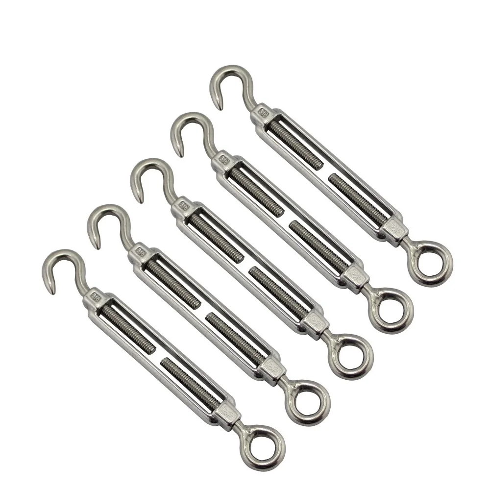 5PCS Stainless Steel 304 Hook And Eye Turnbuckle M5 Size Heavy