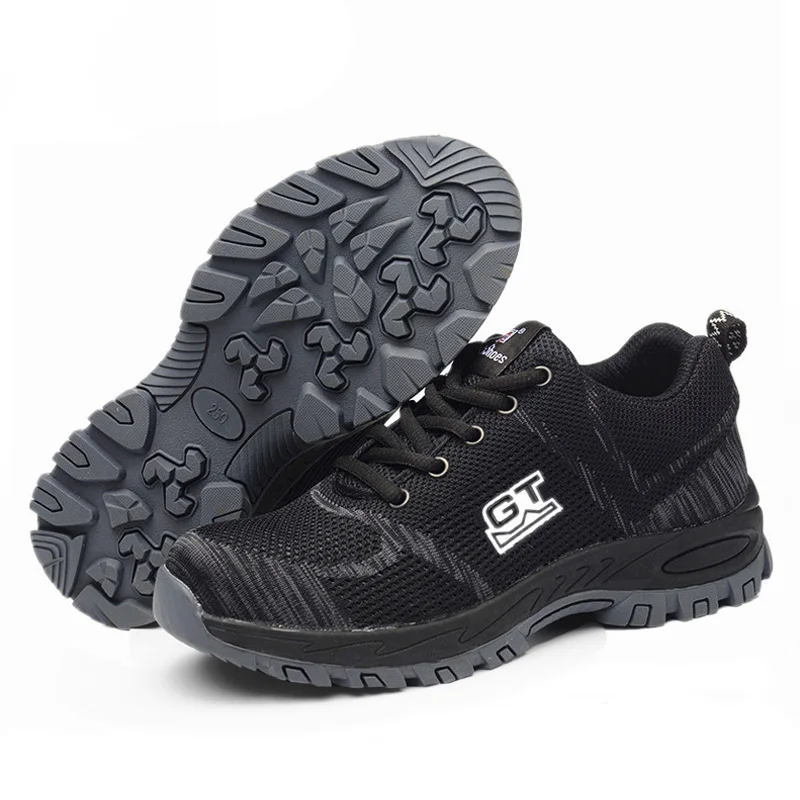 High Quality Steel Toe Safety Shoes Mens Work Safety Shoes Unisex Breathable Air Mesh Work Shoes Plus Size 37-58 Rubber
