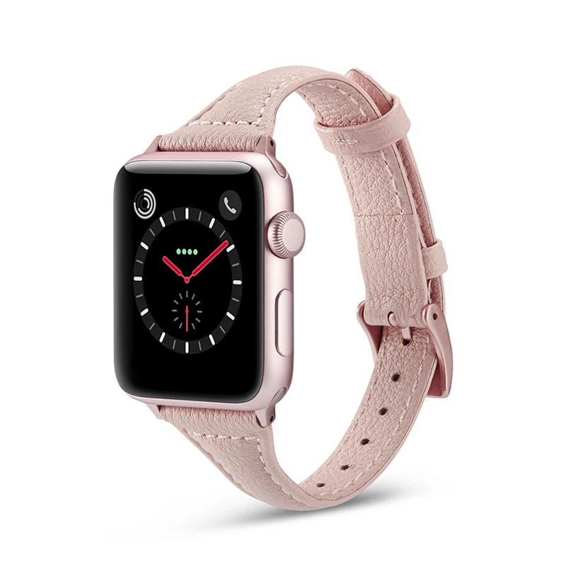 Тонкий кожаный ремешок для apple watch band 44 мм 40 42 38 браслет iwatch 6/5/4/3/2/1|Ремешки часов| |
