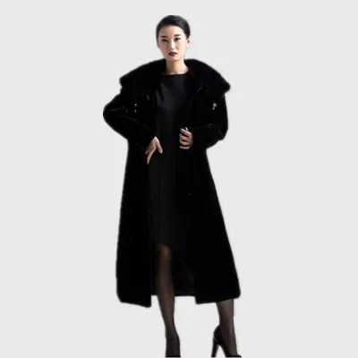 Меховые женские пальто из искусственного меха 2019 меховые черные длинные