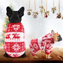 Christmas Pet Dog Clothes Soft Wnter Jumpsuit for Dogs Cats Warm Pet Jacket Coat for Bulldog Chihuahua Dog Hoodies Coral Fleece