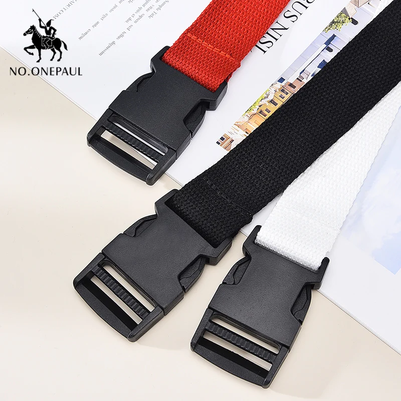 

NO.ONEPAUL Unisex Automatic Fashion Nylon Belt Practical Woven smooth canvas belt Buckle Classic Popular Casual Light