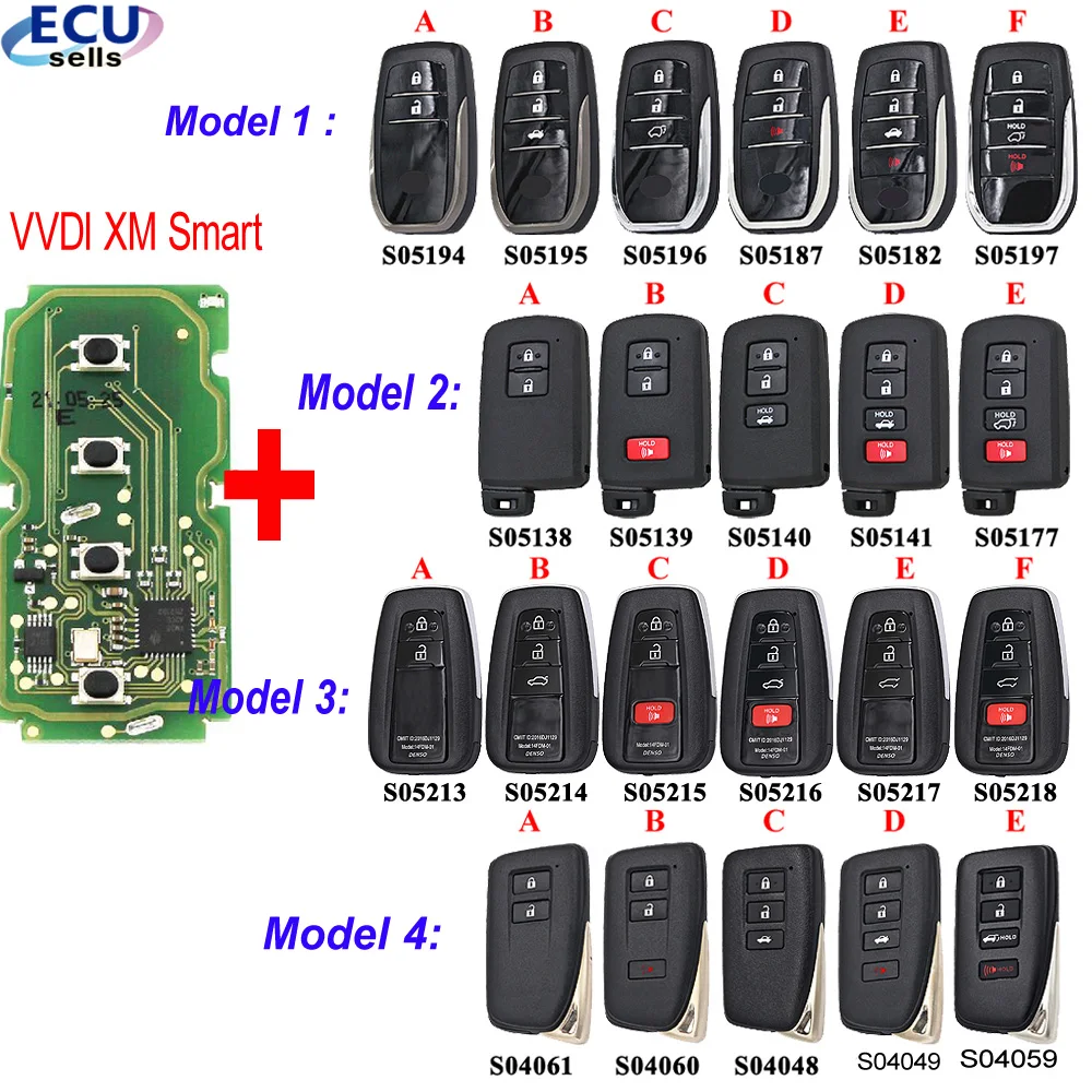VVDI XM умный универсальный дистанционный полный ключ для Toyota 8A / 4D ключевого