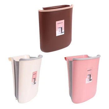 

Folding Waste Bin Kitchen Cabinet Door Hanging Trash Bin Trash Can Wall Mounted Trashcan for Bathroom Toilet Waste Storage