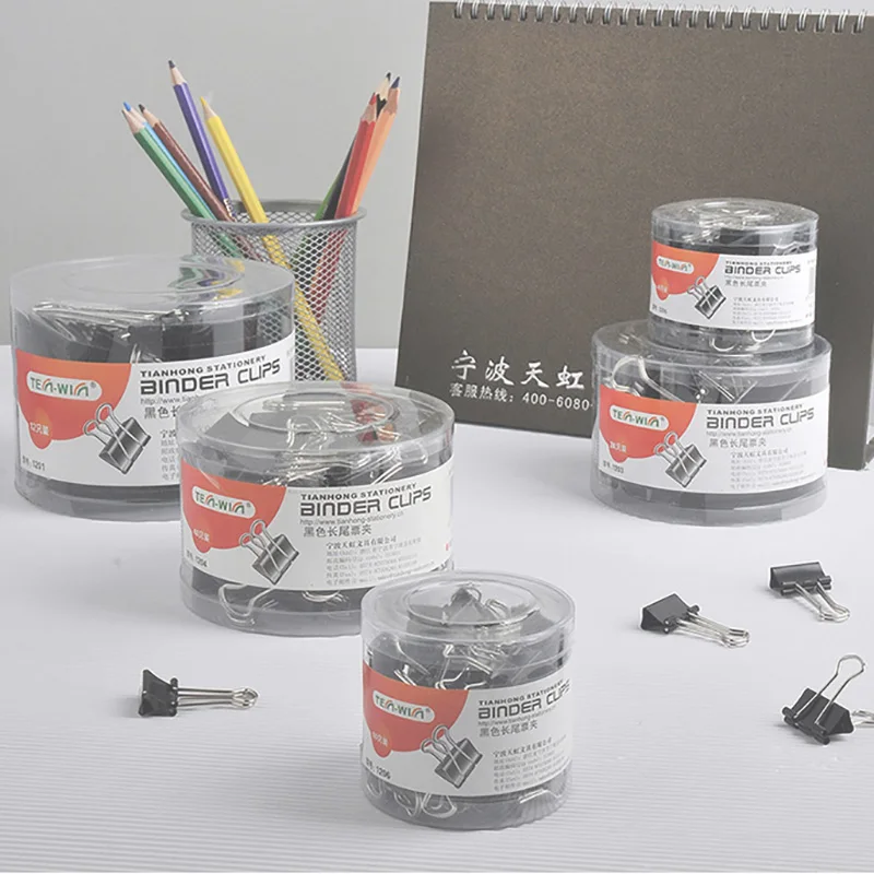 Tenwin 24/40 шт. 19 Размеры 32-41 мм черный Foldback металлические зажимы черный зажимов офисные школьные принадлежности Бумага документ зажимы