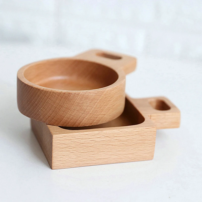 2PCS Small Dinner Plates Wooden Tray Food Snack Dessert Tea Dish Seasoning Sauce Food Dipping Dishes Plate Round Square