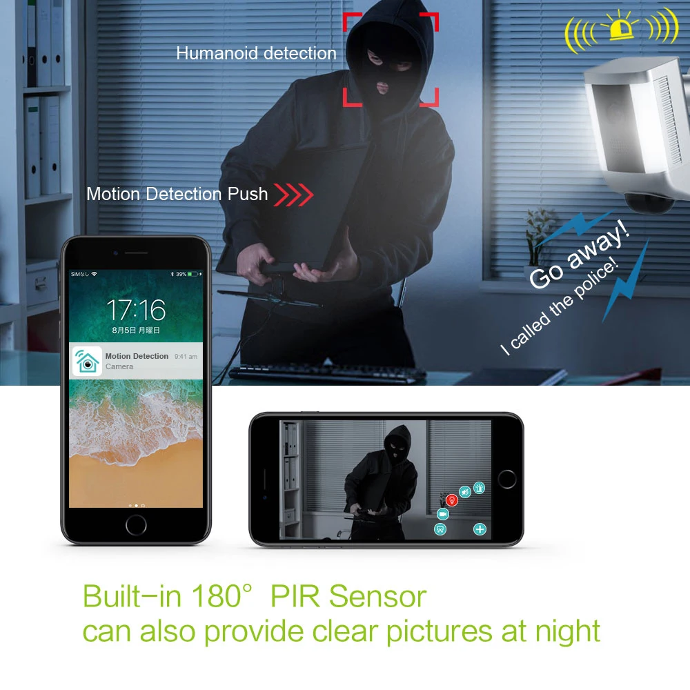 Уличная камера FREECAM 1080P с прожектором и Wi Fi обнаружением людей/2 сторонним