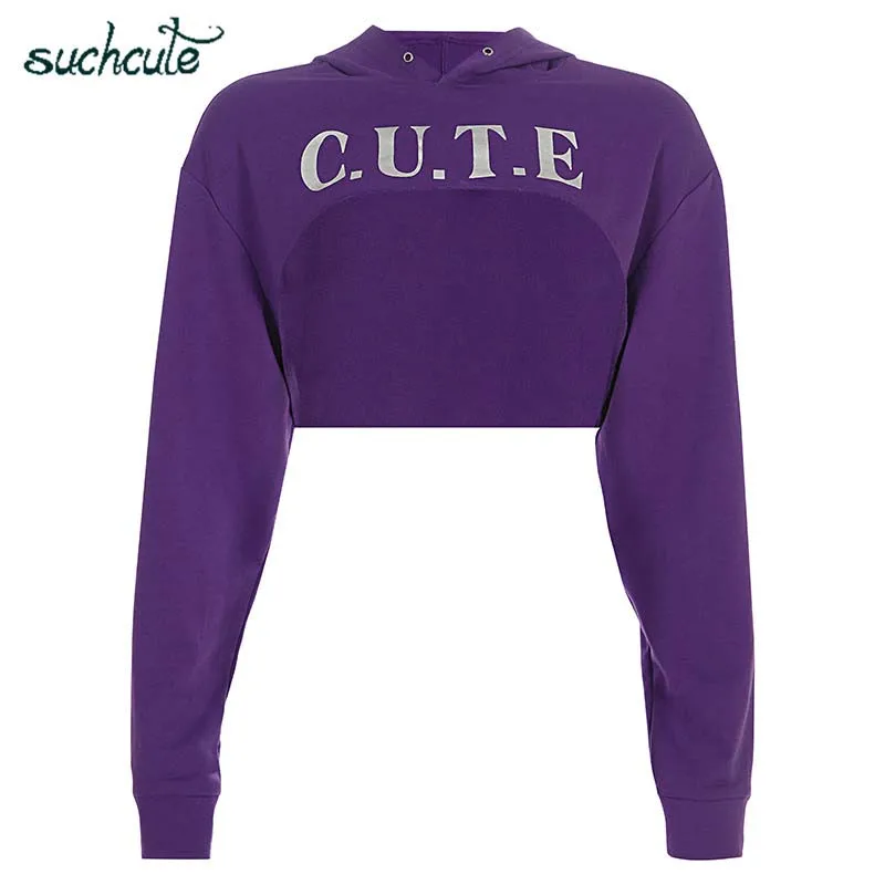 purple SUCHCUTE Punk Hoodies For Women With Hat Plus Size Gothic Letter Print Hip Hop Harajuku Hoodie Sweatshirt Clothes Moletom - Цвет: purple