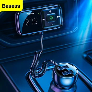 Baseus coche transmisor FM Bluetooth 5,0 3.1A cargador de coche USB AUX Kit manos libres inalámbrico coche Auto FM Radio modulador reproductor MP3