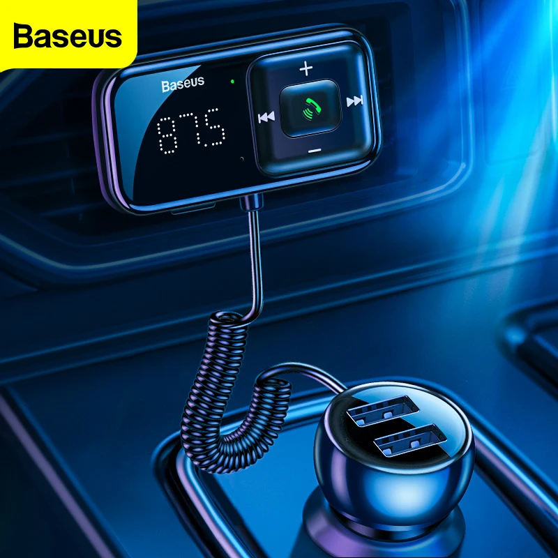 Автомобильный fm передатчик Baseus Bluetooth 5 0 3.1A USB Автомобильное зарядное устройство AUX