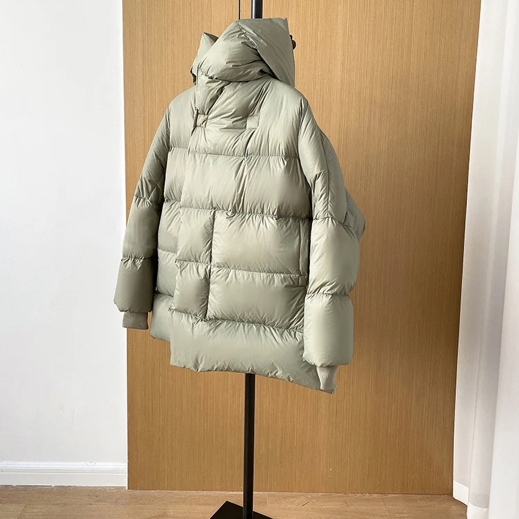 Women % White Duck Down Coat Loose Windbreak Fluffy Outwear Winter New  Hooded Thickening Warm Down Bread Short Jacket