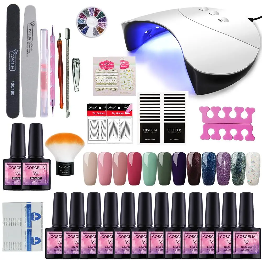 12pcs polish kit 02 Маникюрный набор с ультрафиолетом светодиодный USB лампа Сушилка Удлинитель Набор для маникюра инструменты для маникюра наборы для маникюра ногтей Гель-лак для ногтей - Цвет: 12pcs polish kit 02