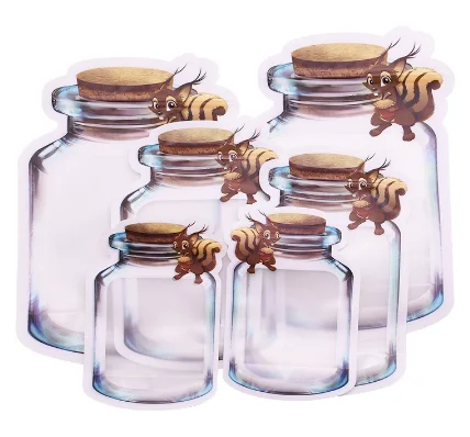 5Pcs/Set Reusable Squirrel Mason Jar Zipper Bags Nuts Candy Snack Cookies Bag Seal Food Saver Kitchen Storage Organizer | Дом и сад