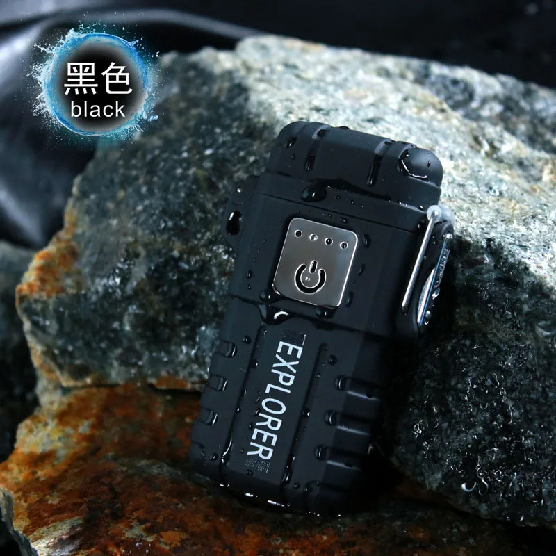 Черный Usb зарядка сенсорный датчик переключатель активный отдых, Спорт Водонепроницаемая Зажигалка показывает батареи импульсный плазменный двойной дуговой прикуриватель - Цвет: Черный