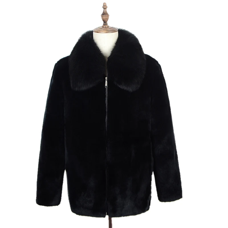 2019 Новая мужская куртка с натуральным кроличьим мехом утепленная повседневная