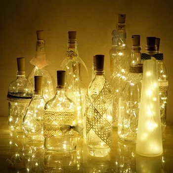 

Battery Powered Garland Wine Bottle Lights with Cork 2M 20LEDS Copper Wire Colorful Fairy Lights String for Party Wedding Decor