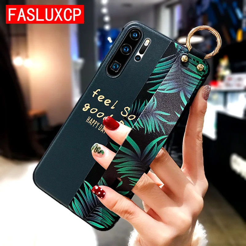 Чехол P40 P20 P30 Pro с 3D рисунком листьев и цветов ТПУ чехол ремешком на запястье для
