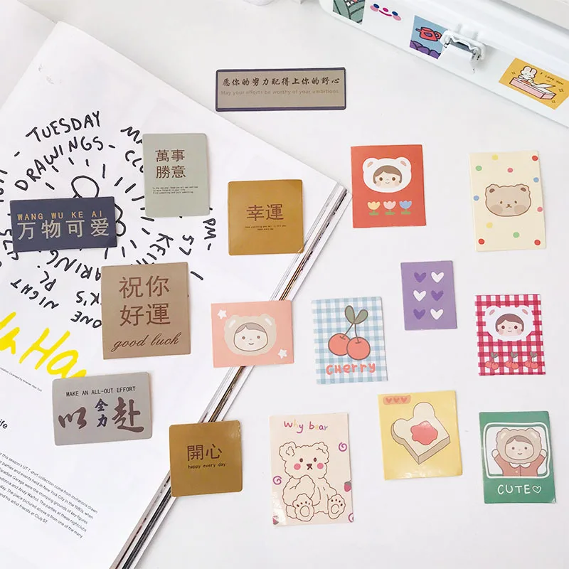 

Biscuit Bear Girl Cute Stickers Creative Chinese Characters post it Hand Account Mobile Phone Cup Decorative Sticker Stationery