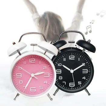 

1PC 4 Inch Metal Analog Loud Alarm Clock With Bell Backlight Stereoscopic Dial Table Desktop Alarm Clocks Night Light