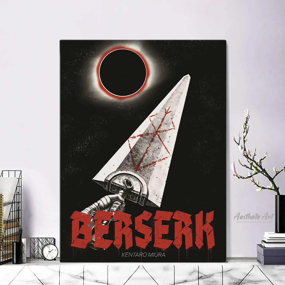 Guts berserk anime japonês mangá casa decoração da lona pintura