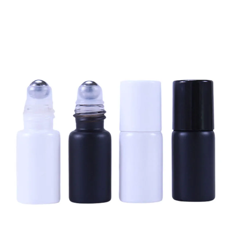 

Travel Empty 1ml 2ml 3ml white black Glass Roll on Bottle Sample Test Essential Oil Vials with Roller Metal ball 300pcs