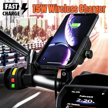 

Universal Motorcycle Handlebar Mount Mobile Phone Qi Wireless Charger Holder For iphone Smart Phone Stand Wireless Charger