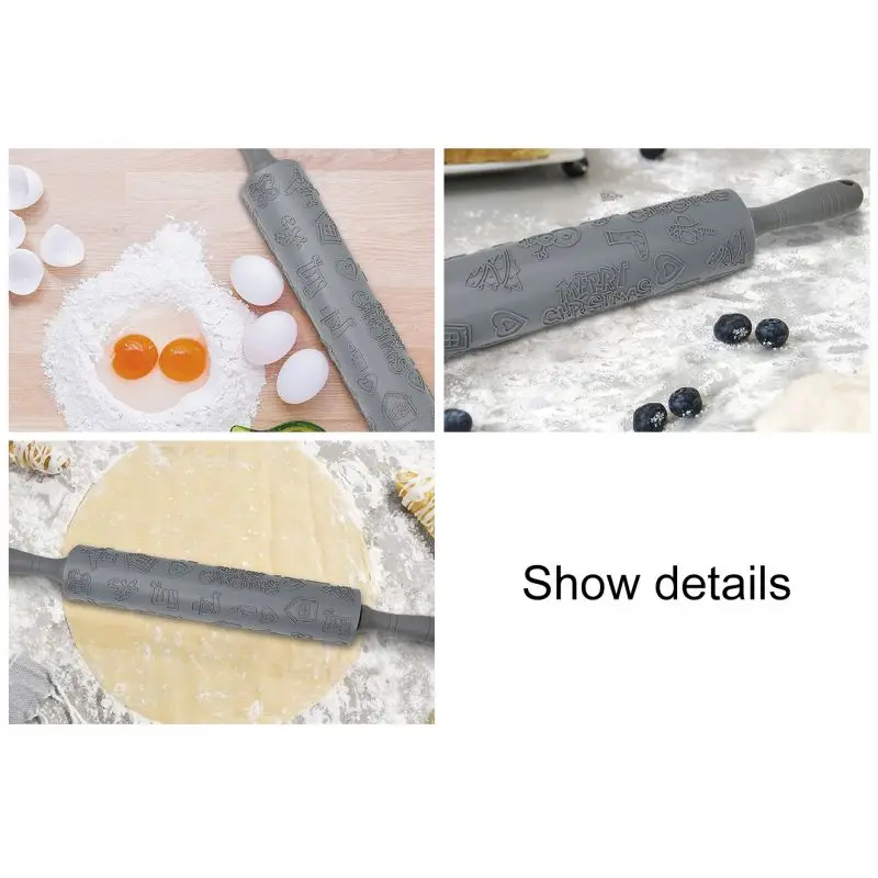 Christmas Embossing Rolling Pin Baking Cookies Noodle Biscuit Fondant Cake Dough Engraved Roller More styles for you to choose