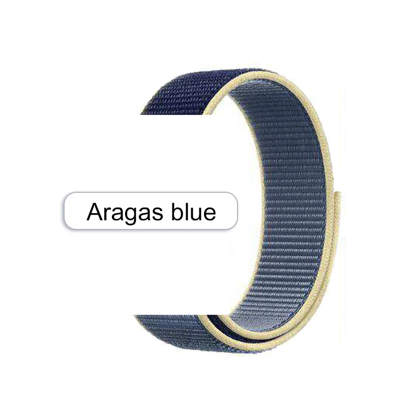 Ремешок нейлоновый для iWatch band 40 44 мм Плетеный Синий браслет наручных часов Series 6 4 5