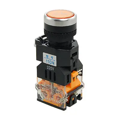 

Orange Sign Momentary Push Button Switch w 220V Lamp Light 1 NO 1 NC 10A 660V AC