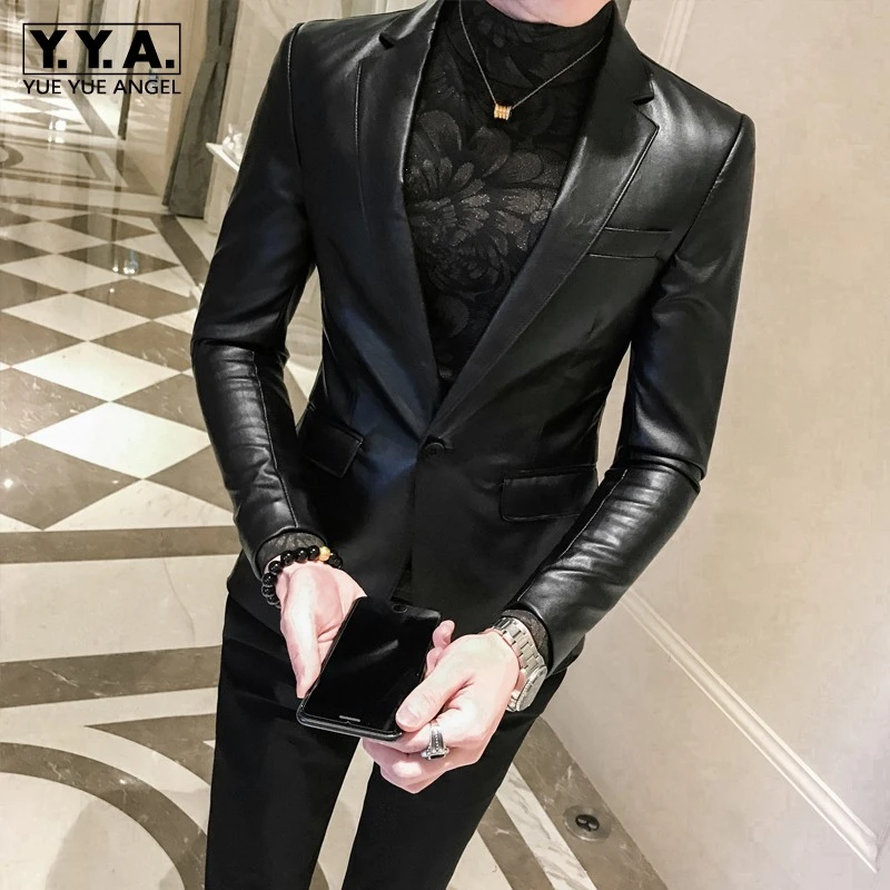 メンズレザースーツジャケット シンプルなボタン スリムフィット 春秋 プリント パーティー ラージサイズ 22 ブレザー Aliexpress