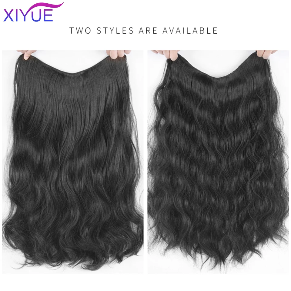 Long Wavy Culry U-Shaped Half Wig for Women Natural Female Long Black Brown Water Ripple Wigs Heat Resistant Synthetic Fake Hair