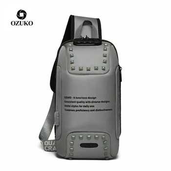 

OZUKO Chest Bag New Waterproof Anti Theft Lock Design Man Bag Shoulder Crossbody Bags for Men Trip Sling Bag Fit 9.7 inch iPad