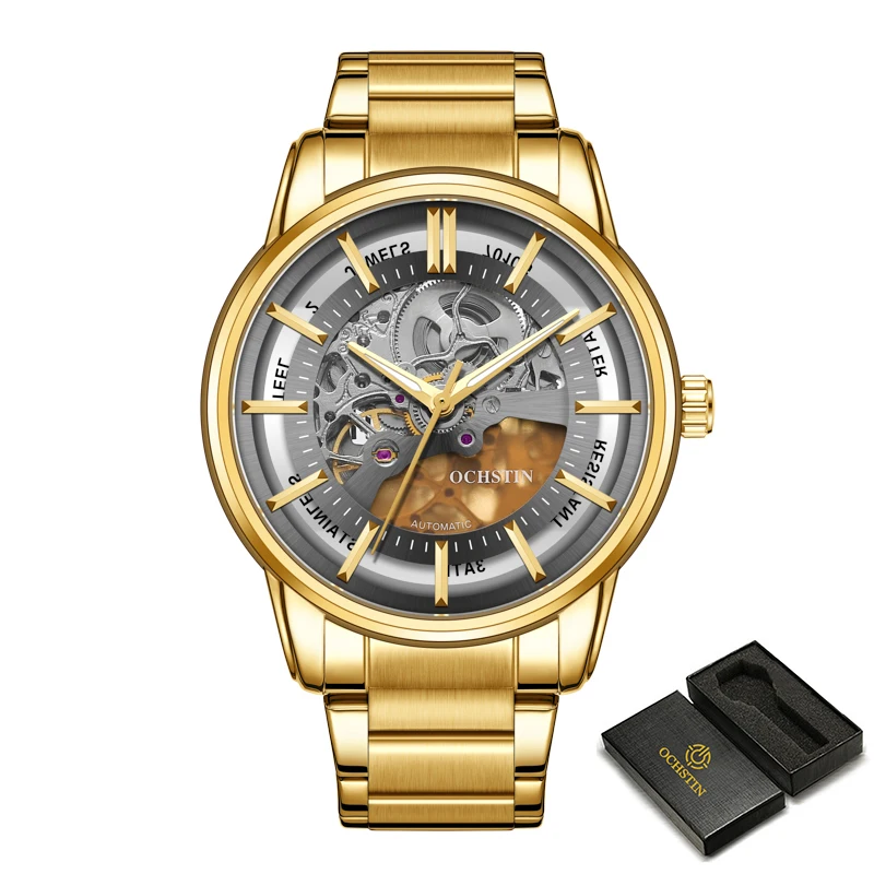 OCHSTIN 2022 Men's Mechanical Watches Skeleton Automatic Sports Wristwatches For Man Waterproof Luxury Brand Business Clock 