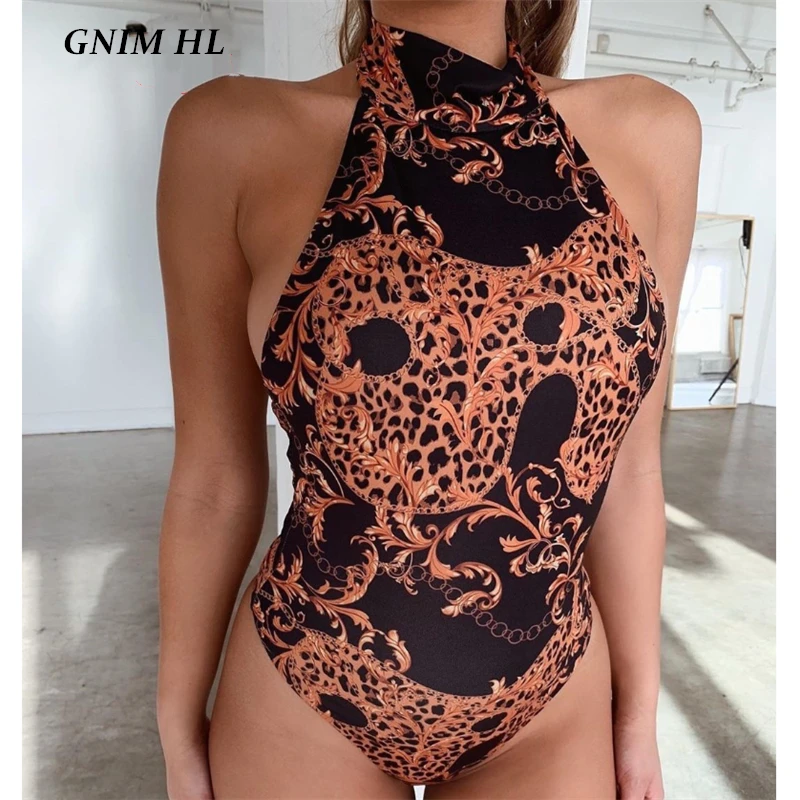 Sexy Retro Print Swimwear Women One-Piece Bikini Mujer 2020 Summer Backless Swimsuit High Waist Bandage Swimming Suit For | Женская