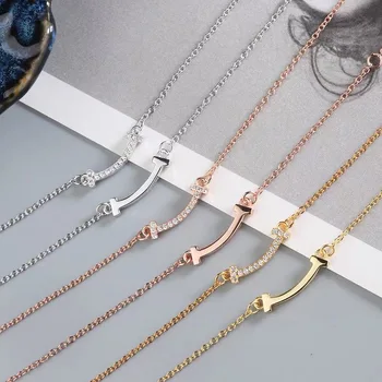 

Women's fashion Boutique necklace small smile Zircon Pendant S925 Sterling silver Jewelry 1:1 original brands Valentine gift