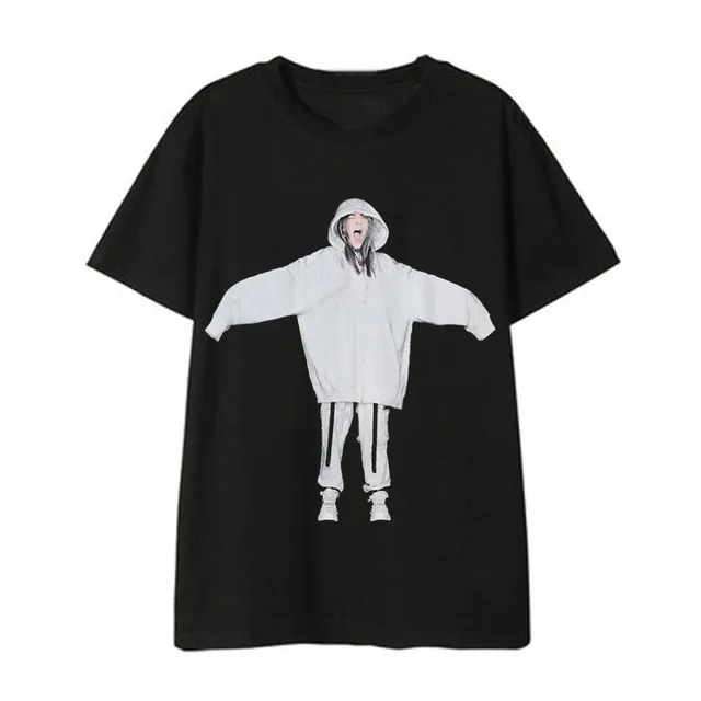 black - style 7 Billie Eilish, футболка для мужчин и женщин, хип-хоп, уличная одежда, повседневная, розовая, красная, короткий рукав, крутая футболка, забавный рисунок, футболки для подростков, топы - Цвет: black - style 7
