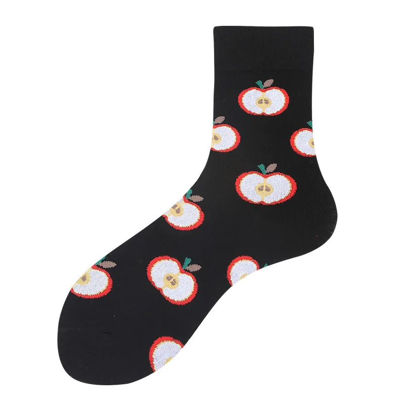 Длинные хлопковые носки, женские носки с мультяшными фруктами, женские носки, Harajuku, корейские креативные носки с буквами, Harajuku, уличная одежда, носки - Цвет: apple