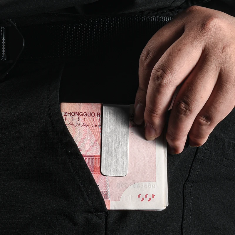 Niestandardowe napisy zacisk ze stali nierdzewnej z mosiądzu para portfel na pieniądze Slim Pocket Cash ID klips do kart i pieniędzy