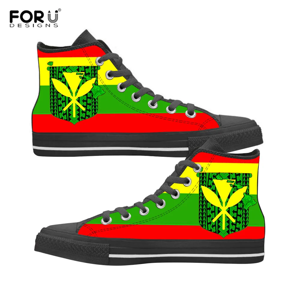 FORUDESIGNS 2021 женские высокие кеды из текстиля гавайский каннака маоли полинезийский