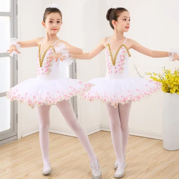 

2020 new Child Swan Lake Costume White pink Ballet Dress for Children Professional Ballet Tutu Pancake Tutu Girls Dancewear