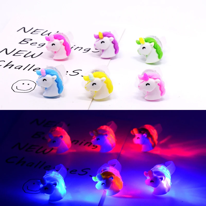 6 шт. флэш кольца в форме единорога светящиеся игрушки для детей мультфильм