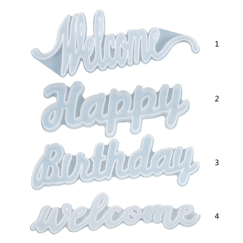 

Crystal Epoxy Resin Mold Birthday English Blessing Words Doorplate Listed Decoration Casting Silicone Mould DIY Crafts Hanging P