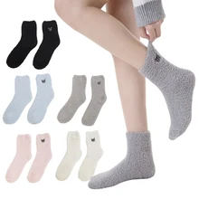 Дизайн, носки для женщин, Рисунок собаки, Harajuku, вышивка, пушистый коралловый бархатный носок для девочки/леди, полотенце, пол/спальный, мягкие носки