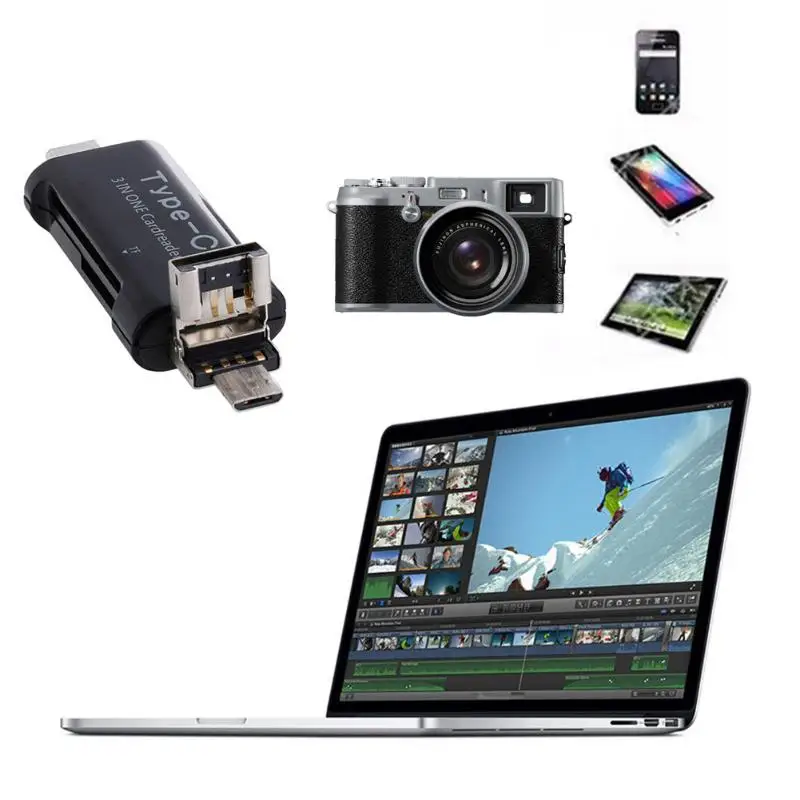 3 в 1 SD TF Micro SD считыватель карт памяти для type-C USB3.1 USB2.0 Micro USB