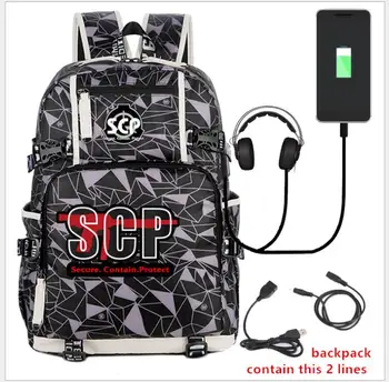 

High-Q Unisex Anime Cos SCP backpacks student School Bags unisex Special Containment Procedures Student Casual cosplay Mochilas