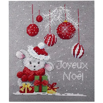 

14/16/18/25/22 COLOR AIDA Counted Cross Stitch Kit Joyeux Noel Merry Christmas Mouse Jerry
