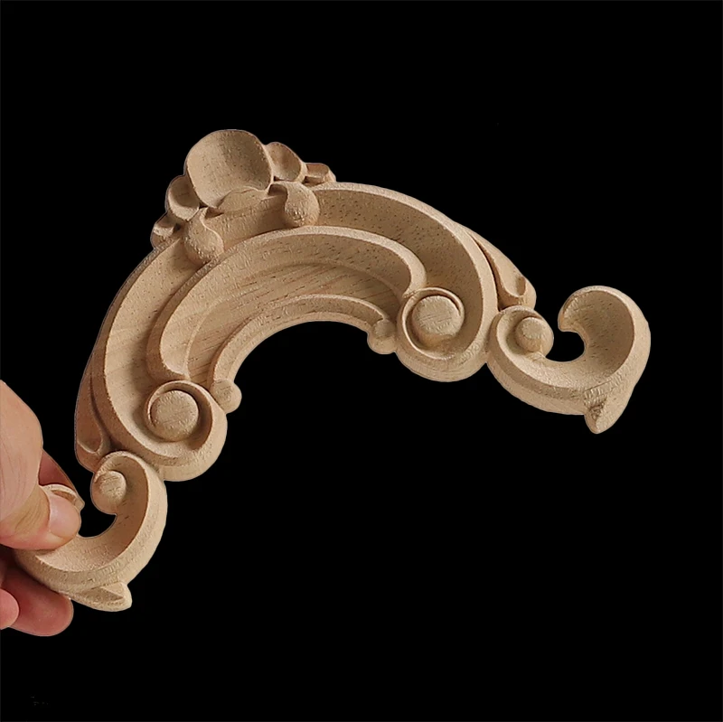 Wood Appliques Corner Flower Exquisite Carving Natural Furniture Wooden Mouldings Vintage Unpainted Accessories Decoration Decal For ornament crafts,miniature ornament,wooden figurine crafts,resin crafts,wood figurines