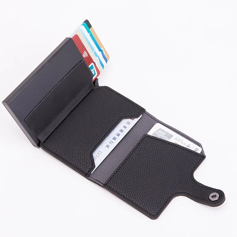 Bycobecy новая кнопка Rfid Блокировка защита для мужчин кредитный держатель карт из